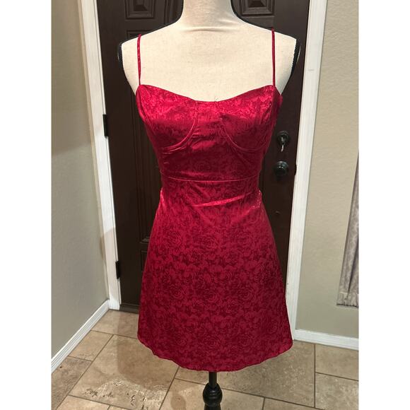 Princess Polly Diva Mini Red Wine Satin Dress - Picture 3 of 10